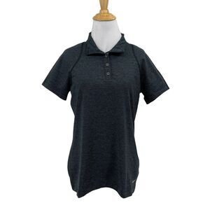 Nike Polo Shirt Womens M Medium Black Gray Golf Tour Performance Dri Fit Stripe